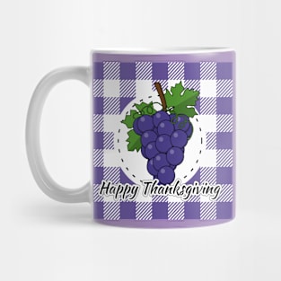 Grape on Violet Plaid - Happy Thanksgiving Mug